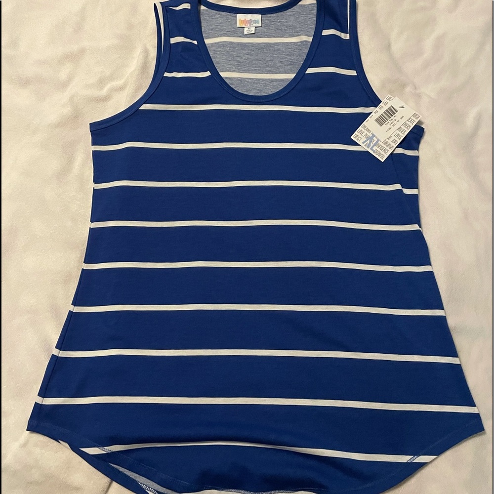 LuLaRoe Navy and White Striped Tank Top